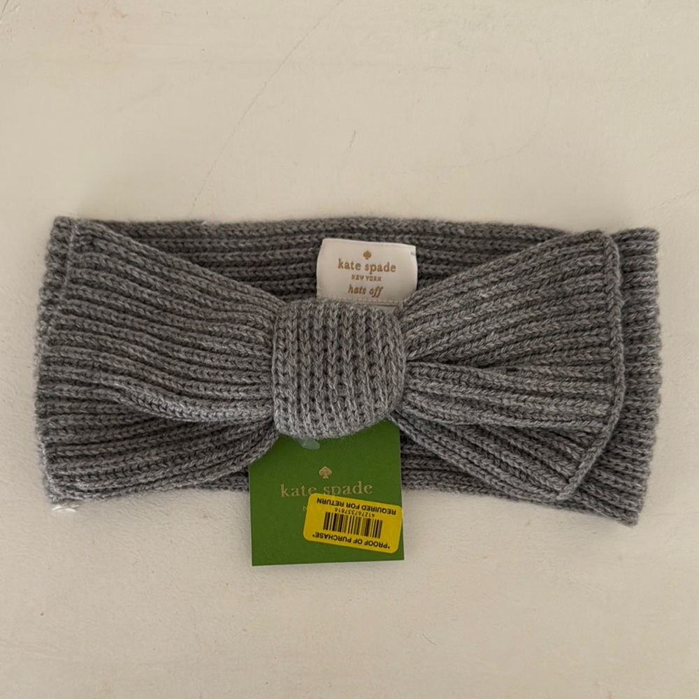 Kate Spade Gray Bow Knit Headband